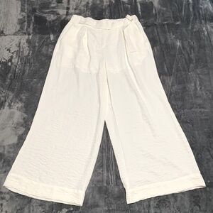 b new york Culottes Womens Medium White/Cream Wide Leg Belted Pockets Lined Boho